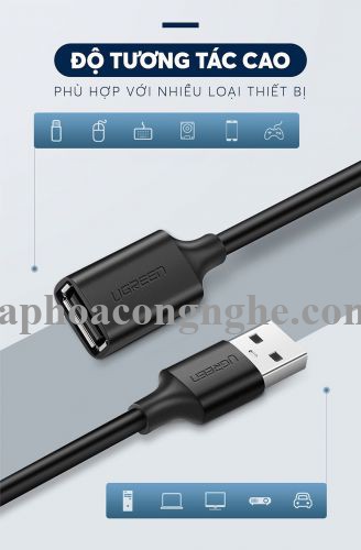 Ugreen 10317 3M màu Đen Cáp tín hiệu nối dài USB 2.0 lõi thuần đồng US103 30010317